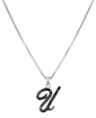 Sterling Silver Necklace, Black Diamond U Initial Pendant (1/4 Ct. T.w.)