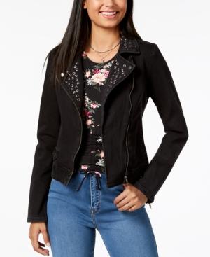 Crave Fame By Almost Famous Juniors' Cotton Studded Denim Jacket