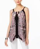 Inc International Concepts Petite Printed Cutout Halter Top, Only At Macy's