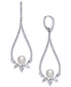 Danori Silver-tone Cubic Zirconia & Imitation Pearl Open Drop Earrings, Created For Macy's