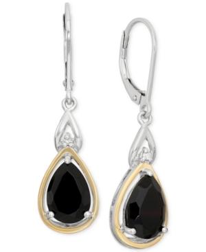 Onyx Drop Earrings In Sterling Silver And 14k Gold (1 Ct. T.w.)
