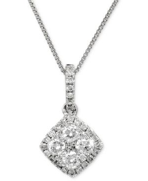 Diamond Halo Pendant Necklace (1 Ct. T.w.) In 14k White Gold