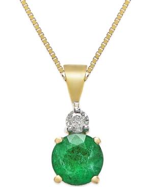 Emerald (3/8 Ct. T.w.) And Diamond Accent Pendant In 14k Gold