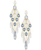 Swarovski Gold-tone Blue And Clear Crystal Chandelier Earrings