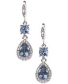 Givenchy Silver-tone Blue Crystal And Pave Double Drop Earrings