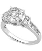 Diamond Cluster Channel-set Ring (1-1/4 Ct. T.w.) In 14k White Gold