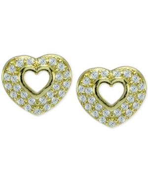 Giani Bernini Cubic Zirconia Pave Open Heart Stud Earrings In 18k Rose Gold-plated Sterling Silver, Created For Macy's