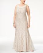 R & M Richards Plus Size Embellished Lace Gown