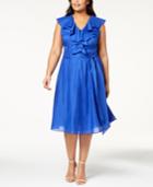 Calvin Klein Plus Size Cotton Ruffled Fit & Flare Dress