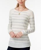 Maison Jules Long-sleeve Lace-inset Top, Only At Macy's