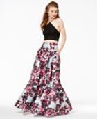Blondie Nites Juniors' 2-pc. Lace Floral-print Gown