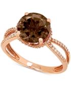 Smoky Quartz (2-1/2 Ct. T.w.) And Diamond (1/6 Ct. T.w.) Ring In 14k Rose Gold