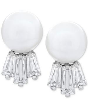 Arabella Cultured Freshwater Pearl (9mm) & Swarovski Zirconia Stud Earrings In Sterling Silver