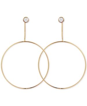 Guess Gold-tone Crystal & Snake Chain Drop Hoop Earrings
