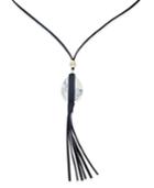 Inc International Concepts Gold-tone White Stone Faux Leather Lariat Necklace, Only At Macy's