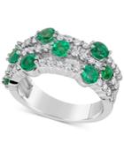 Emerald (1-3/4 Ct. T.w.) And Diamond (5/8 Ct. T.w.) Ring In 14k White Gold
