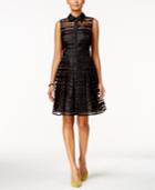 Tahari Asl Sleeveless Illusion-striped Shirtdress
