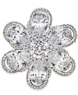 Danori Silver-tone Floral Crystal Brooch