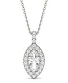 Moissanite Marquise Halo Pendant (1-1/3 Ct. Tw.) In 14k White Gold