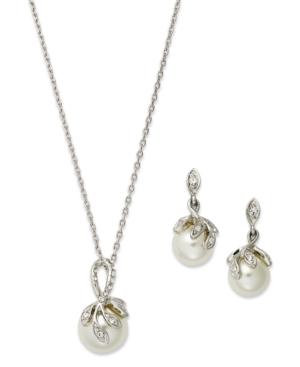 Charter Club Silver-tone Glass Crystal Drop Earring And Necklace