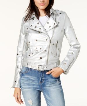 Glam By Glamorous Studded Faux-leather Moto Jacket, Created For Macy's