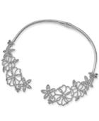 I.n.c. Woman Silver-tone Pave Flower 5-4/5 Collar Necklace, Created For Macy's