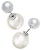 Charter Club Silver-tone Imitation Pearl Front And Back Earrings, Only At Macy's