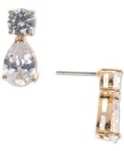 Anne Klein Round And Pear-cut Crystal Stud Earrings