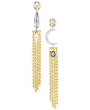 Swarovski Two-tone Multi-crystal Mismatch Linear Drop Earrings