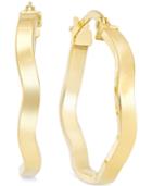 Wave Hoop Earrings In 10k Gold