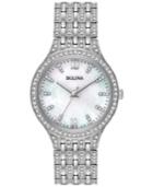 Bulova Women's Crystal Accented Stainless Steel Bracelet Watch 32mm 96l242