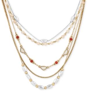 Lucky Brand Two-tone Multi-stone & Bead 12 Layered Choker Necklace