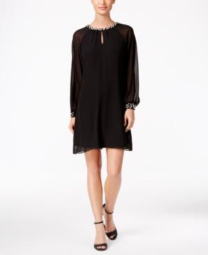 Sl Fashions Embellished Illusion Shift Dress
