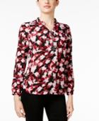 Ny Collection Petite Printed Grommet-neck Top