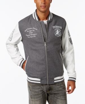 Sean John Men's Multi-patch Denim Varsity Jacket
