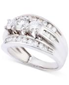 Diamond Channel-set Engagement Ring (2 Ct. T.w.) In 14k White Gold