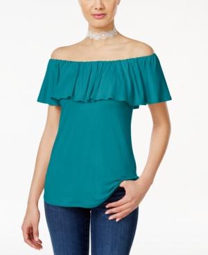 Ultra Flirt Juniors' Three Way Convertible Flounce Ruffled Top