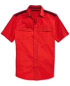 Sean John Men's Solid Twill Short-sleeve Shirt, Created For Macy's
