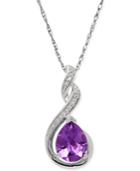 Amethyst (1-1/2 Ct. T.w.) And Diamond Accent Infinity Pendant Necklace In Sterling Silver