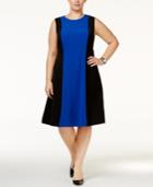 Kasper Plus Size Colorblocked A-line Dress