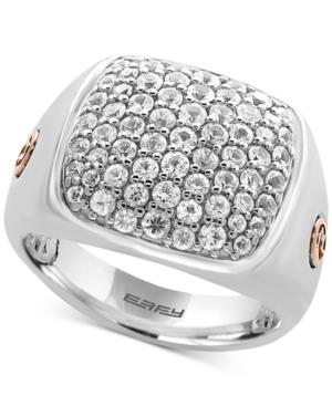 Effy Men's White Sapphire Cluster Ring (2 Ct. T.w.) In Sterling Silver And 18k Rose Gold