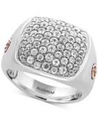 Effy Men's White Sapphire Cluster Ring (2 Ct. T.w.) In Sterling Silver And 18k Rose Gold