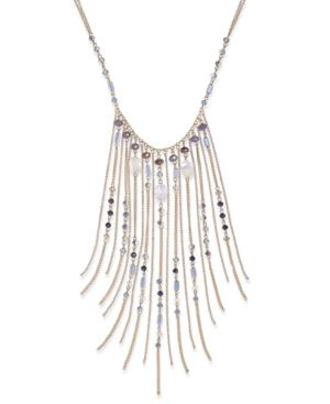 Inc International Concepts Gold-tone Blue Beaded Fringe Statement Necklace, Only At Macy's