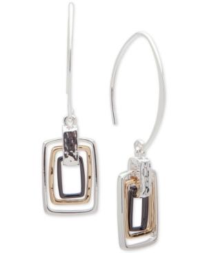 Nine West Tri-tone Rectangular Drop Earrings