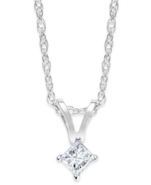 10k White Gold Necklace, Princess-cut Diamond Accent Pendant