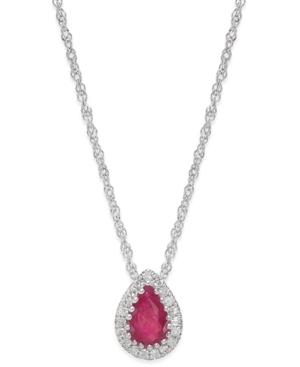 Ruby (3/8 Ct. T.w.) And Diamond Accent Pendant Necklace In 14k White Gold.