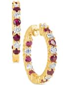 Certified Ruby (1-1/4 Ct. T.w.) And Diamond (1-1/4 Ct. T.w.) Hoop Earrings In 14k Gold