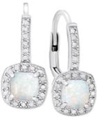Opal (1 Ct. T.w.) And Diamond Accent Drop Earrings In Sterling Silver