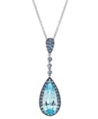 Sterling Silver Blue Topaz (5 Ct. T.w.) And Blue Swarovski Zirconia (7/8 Ct. T.w.) Pendant Necklace