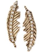 Betsey Johnson Gold-tone Feather Crystal Accent Mismatch Earrings
